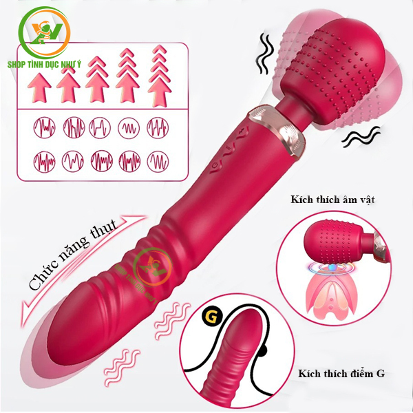 Chày rung 2 đầu chức năng rung thụt siêu mạnh kích thích điểm G