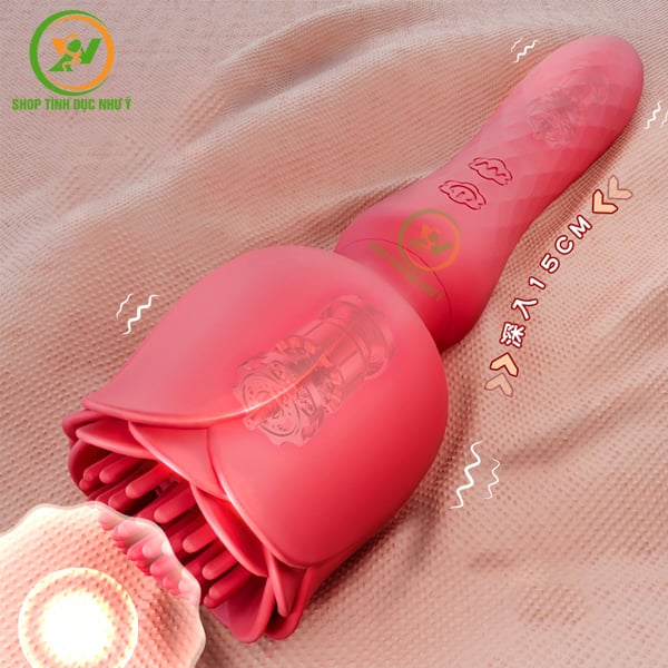Chày rung 2 đầu có hình hoa hồng massage kích thích tối đa