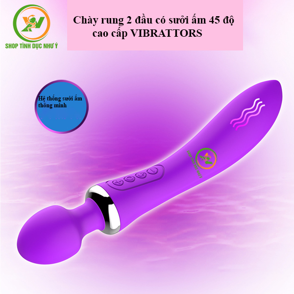 Chày rung 2 đầu có sưởi ấm 45 độ cao cấp VIBRATTORS