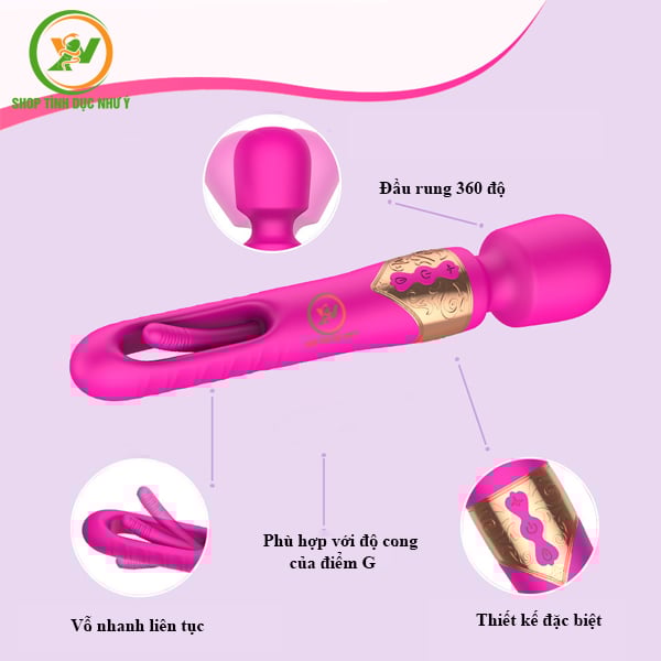 Chày rung 2 đầu kèm lưỡi rung 10 tần số cao cấp Ellie