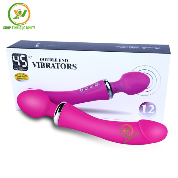 Chày rung 2 đầu mô phỏng đầu dương vật có sưởi ấm 45 độ