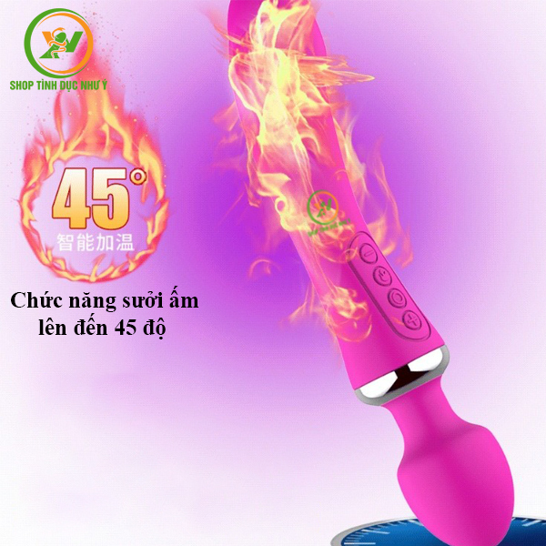 Chày rung 2 đầu mô phỏng đầu dương vật có sưởi ấm 45 độ