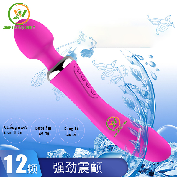 Chày rung 2 đầu mô phỏng đầu dương vật có sưởi ấm 45 độ