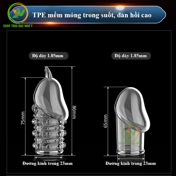 Combo 2 bao cao su đôn đeo đầu khấc loại có gai và trơn