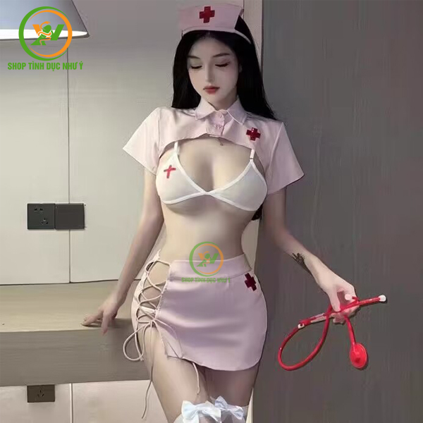 Đồ Cosplay y tá sexy hồng quyến rũ - có hỏa tốc