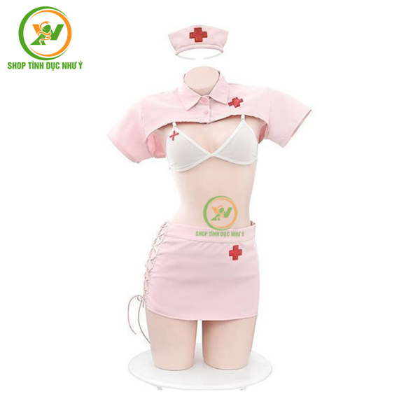 Đồ Cosplay y tá sexy hồng quyến rũ - có hỏa tốc