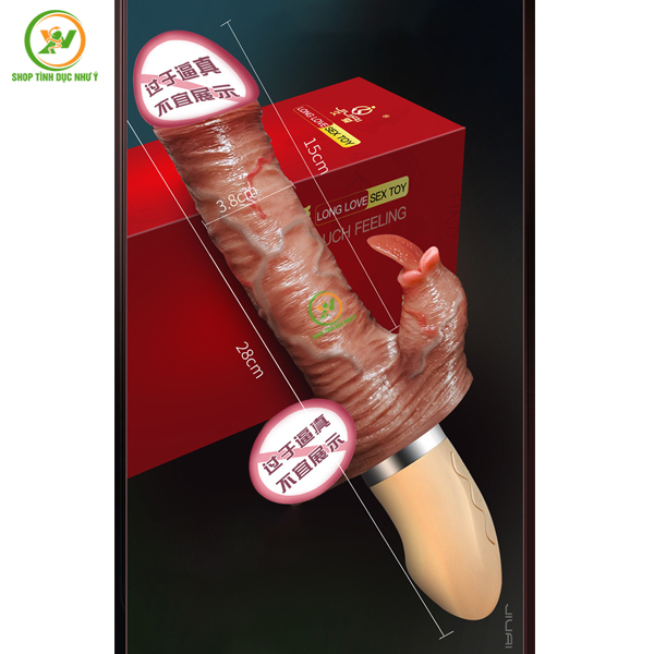 Dương vật giả 2 đầu thụt kèm lưỡi liếm cao cấp