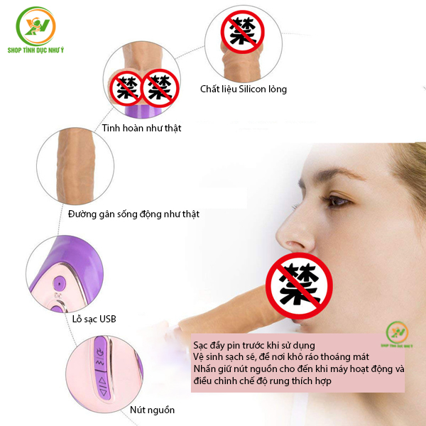 Dương vật giả cao cấp rung thụt cong tỏa nhiệt Joker