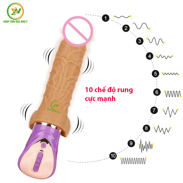 Dương vật giả cao cấp rung thụt cong tỏa nhiệt Joker