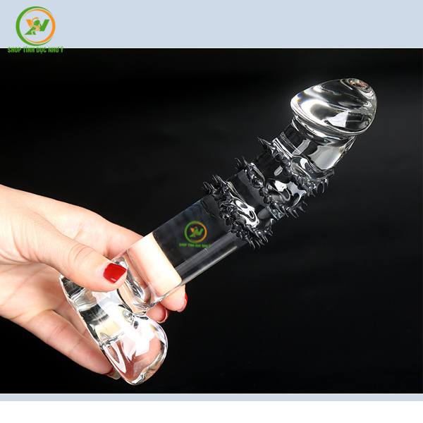 Dương Vật Giả Crystal Thủy Tinh Trong Suốt Gai Mềm Size Lớn