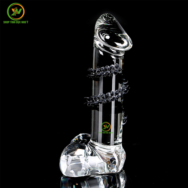 Dương Vật Giả Crystal Thủy Tinh Trong Suốt Gai Mềm Size trung