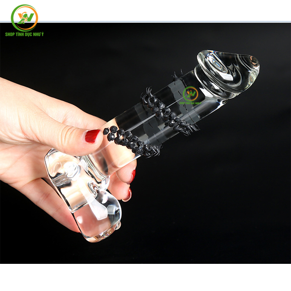 Dương Vật Giả Crystal Thủy Tinh Trong Suốt Gai Mềm Size trung