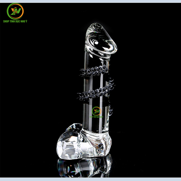 Dương Vật Giả Crystal Thủy Tinh Trong Suốt Gai Mềm Size trung