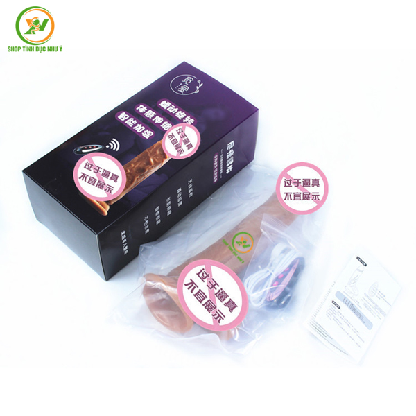 Dương vật giả hít tường tỏa nhiệt 42 độ màu nâu kèm điều khiển