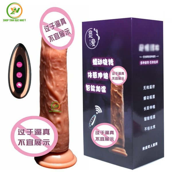 Dương vật giả hít tường tỏa nhiệt 42 độ màu nâu kèm điều khiển