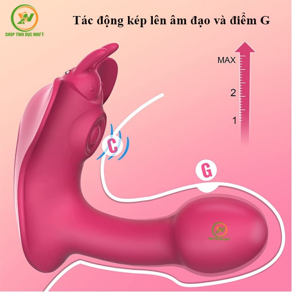 Dương vật giả kèm đầu hút rung 10 tần số đế hình bướm