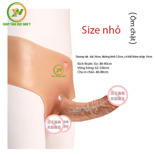 Dương vật giả liền quần cho nữ size nhỏ silicon đặc ruột