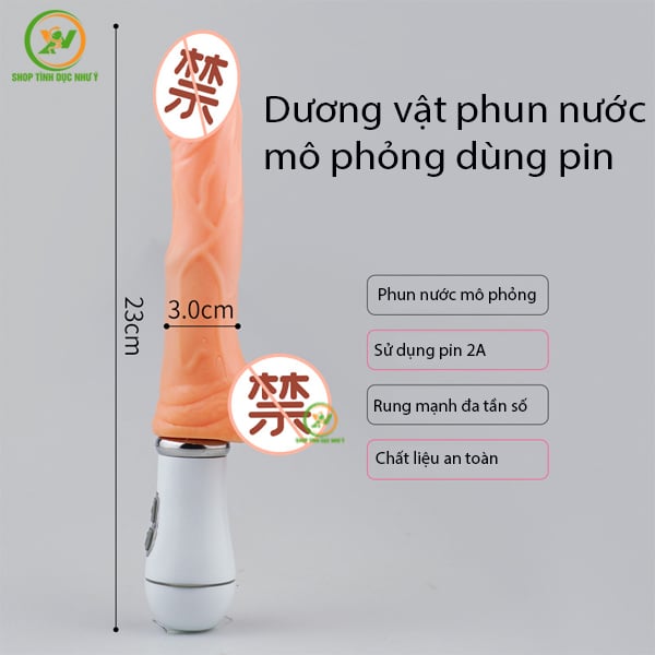 Dương vật giả rung đa chế độ phun nước mô phỏng dùng Pin AA