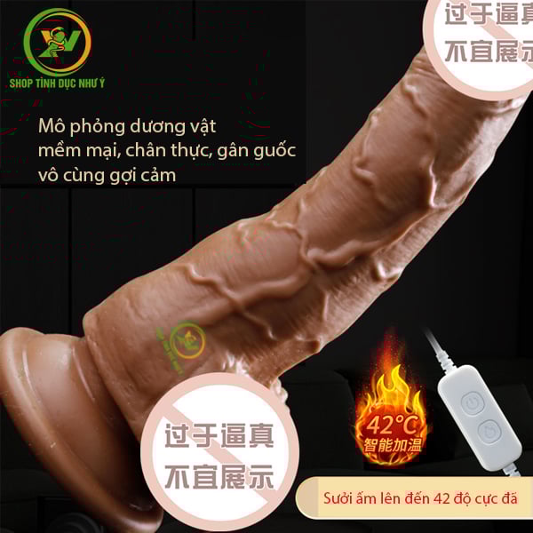 Dương vật giả rung xoay thụt 7 tần số kèm tỏa nhiệt dáng cong