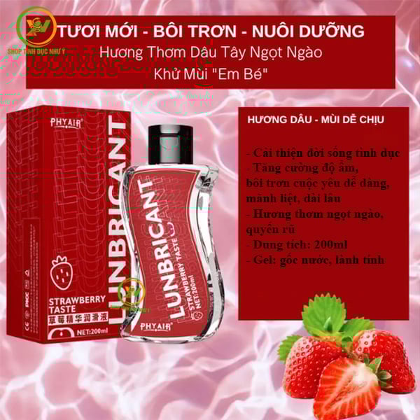 Gel bôi trơn Phyair gốc nước 200ml Strawberry taste