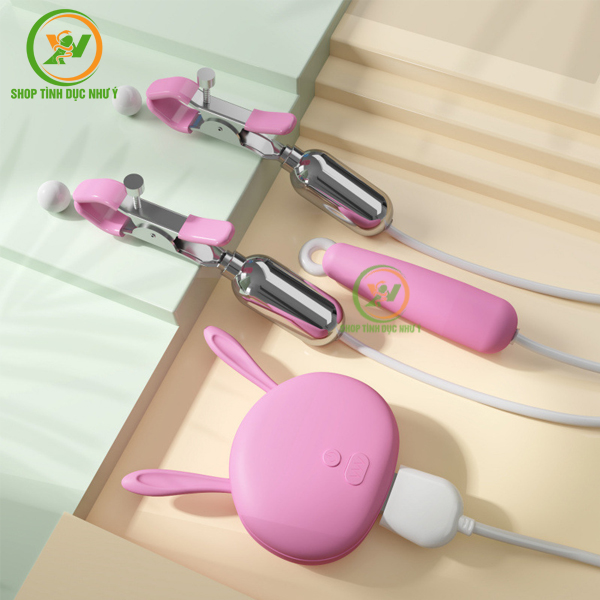 Máy rung 10 tần số kẹp đầu vú kèm lưỡi liếm âm đạo đồ chơi BDSM