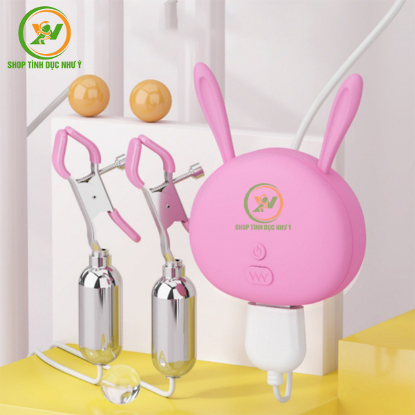 Máy rung 10 tần số kẹp đầu vú kèm lưỡi liếm âm đạo đồ chơi BDSM