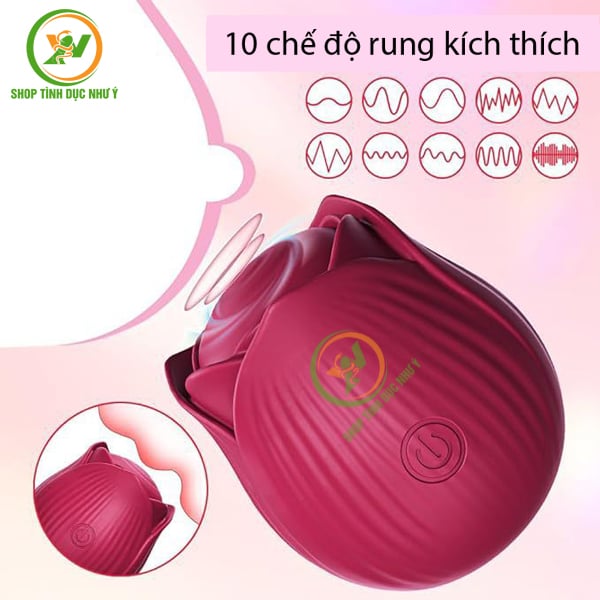 Máy rung hoa hồng rung massage 10 chế độ kích thích cực mạnh