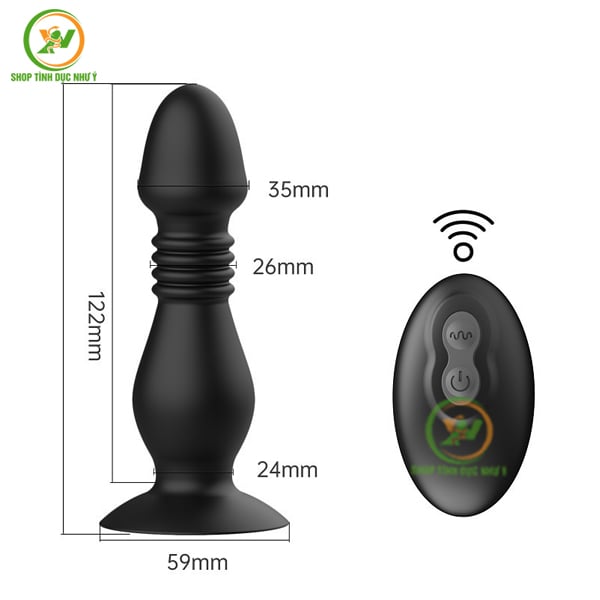 Máy rung thụt massage âm đạo, hậu môn điều khiển từ xa