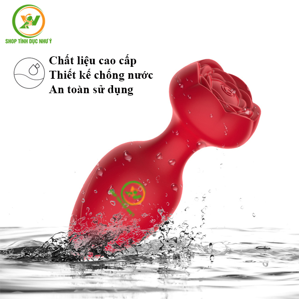 Phích cắm hậu môn đế hoa hồng rung 9 tần số điều khiển APP
