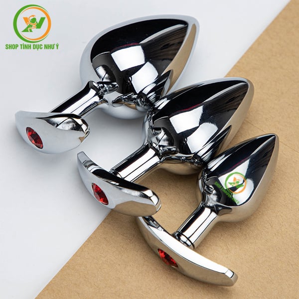 Phích cắm hậu môn Inox chữ T đế đính đá đủ size