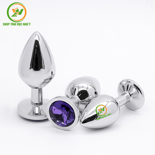 Phích cắm hậu môn Inox loại hình tròn đính đá đủ size