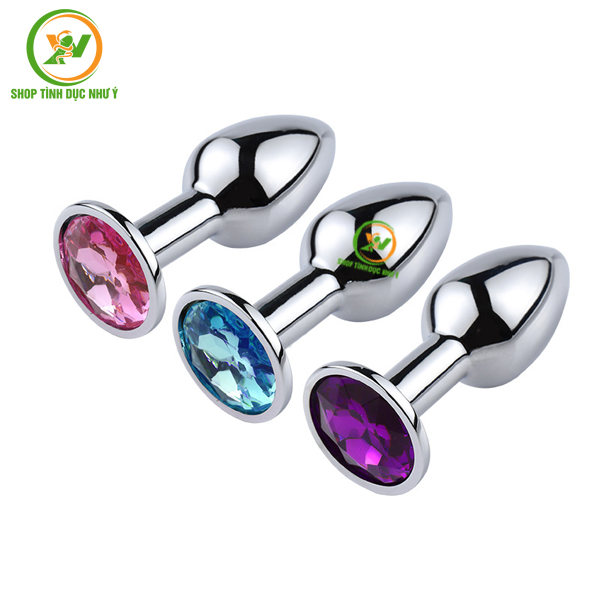 Phích cắm hậu môn Inox loại hình tròn đính đá đủ size