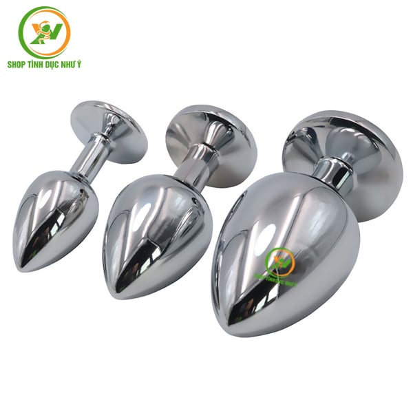 Phích cắm hậu môn Inox loại hình tròn đính đá đủ size