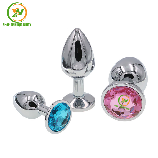 Phích cắm hậu môn Inox loại hình tròn đính đá đủ size