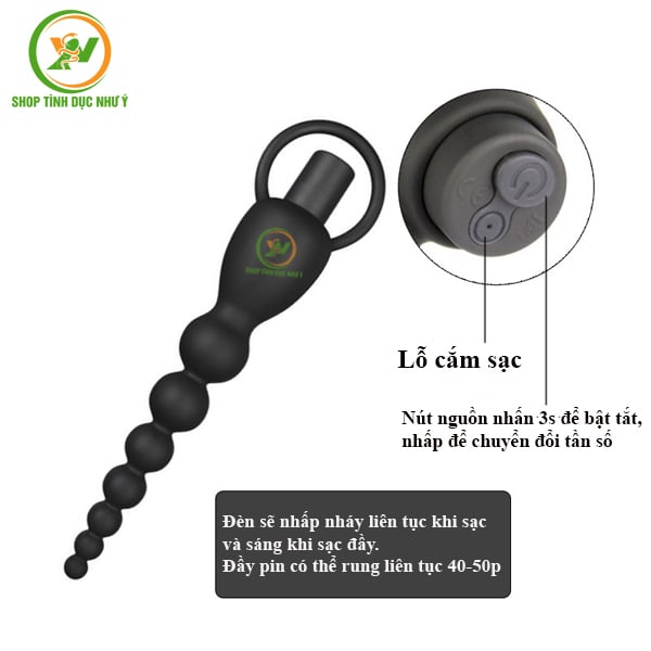 Que rung hậu môn 7 nấc Anus Pull Bead giá rẻ sạc USB
