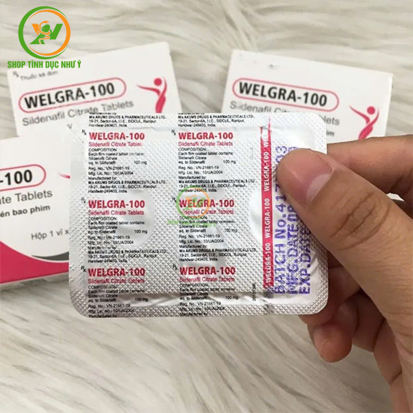Thuốc kích dục tăng cường sinh lý nam Welgra-100 hộp 4 viên
