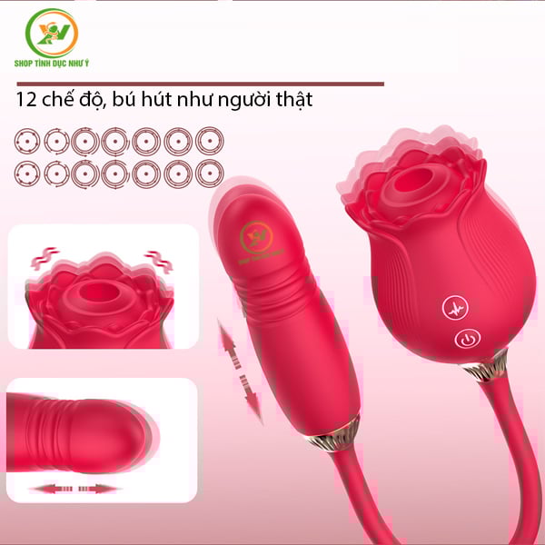 Trứng rung hoa hồng kết hợp đầu bú hút nhiều chế độ
