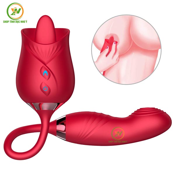 Trứng rung hoa hồng kích thích điểm G có lưỡi liếm đuôi ngón tay