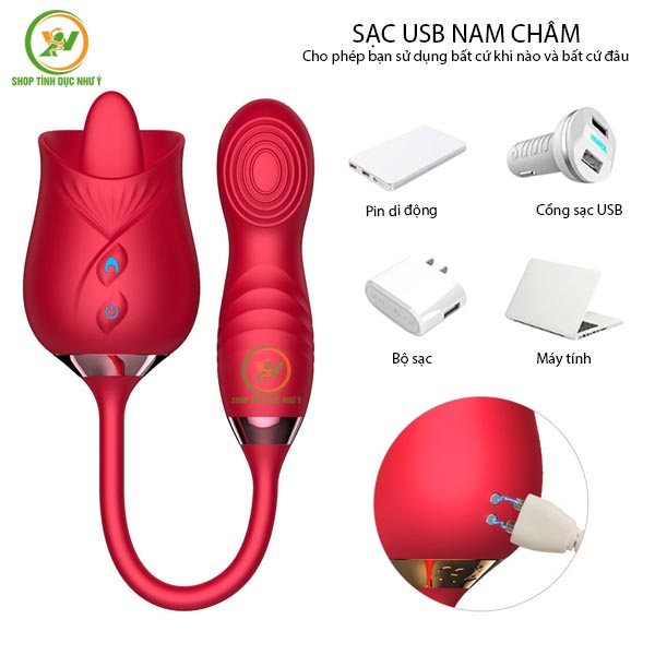 Trứng rung hoa hồng kích thích điểm G có lưỡi liếm đuôi ngón tay
