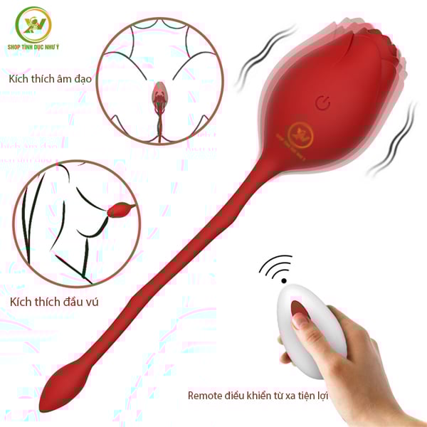 Trứng rung hoa hồng rung 12 tần số điều khiển từ xa bằng remote