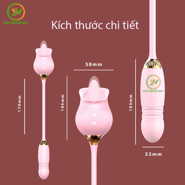 Trứng rung thụt hoa hồng kết hợp đầu lưỡi liếm nhiều chế độ