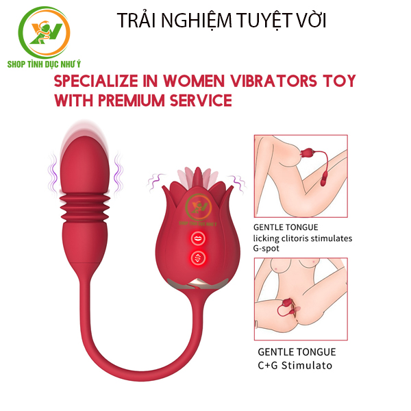 Trứng rung thụt kèm đầu hoa hồng lưỡi liếm 7 chế độ siêu mạnh
