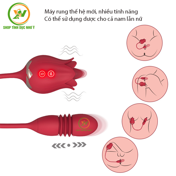Trứng rung thụt kèm đầu hoa hồng lưỡi liếm 7 chế độ siêu mạnh