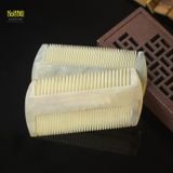  Lược sừng trâu dáng lược bí 2 răng đều nhau Mnistore kích thước 12cm màu trắng lược chải chấy, gàu, chăm sóc da đầu 