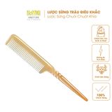  Lược sừng trâu chuôi dài khía Mnistore, bền đẹp, giúp tóc suôn mượt, chắc khỏe tự nhiên 