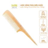  Lược sừng trâu hình dáng chuôi dài Mnistore màu trắng kích thước 20cmx3,5cm dày 3-6mm lược chải giúp trí não tỉnh táo 