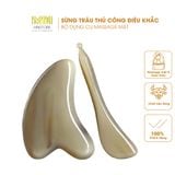  Bộ dụng cụ massage mặt điêu khắc sừng trâu Mnistore kích thước 12,5cm dày 4mm-1cm Chăm sóc massage da mặt và nâng cơ mặt 