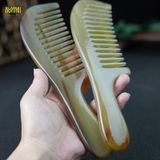  Lược sừng trâu chuôi răng thưa kích thước 20cm dày 7-9mm chống rụng tóc, giảm cảm giác đau đầu, làm quà tặng 