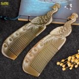  Lược sừng trâu điêu khắc hình con công Mnistore màu trắng kích thước 20cm dòng lược cao cấp chăm sóc tóc và làm quà tặng 