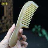  Lược sừng trâu chuôi răng thưa kích thước 20cm dày 7-9mm chống rụng tóc, giảm cảm giác đau đầu, làm quà tặng 